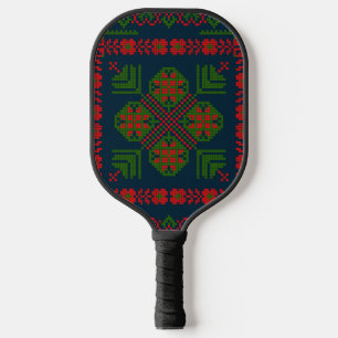 Palästinensische Stickerei Tatreez rot grün 5 Must Pickleball Schläger