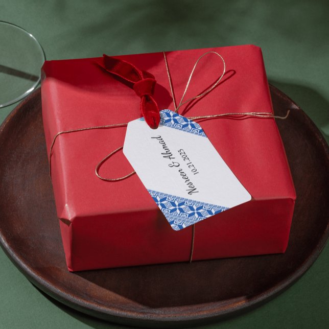 Palästinensische Tatreez Print-Geschenk-Tag in bla Geschenkanhänger (Von Creator hochgeladen)