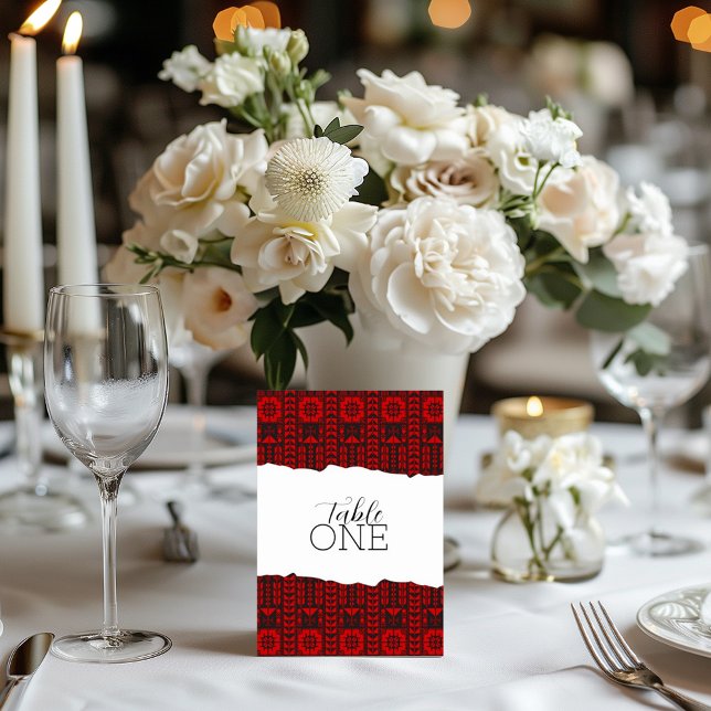 Palästinensische Tatreez Red Tischnummer (Von Creator hochgeladen)