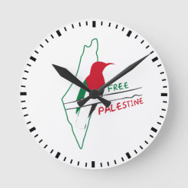 Palästinensischer Flaggenvogel Runde Wanduhr