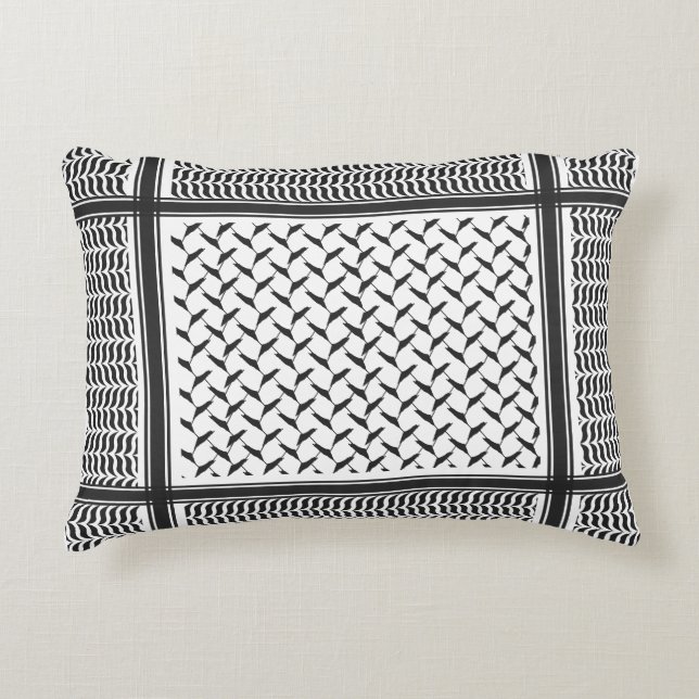 Palästinensischer Kuffiya schwarz-weiß Dekokissen (Vorderseite)