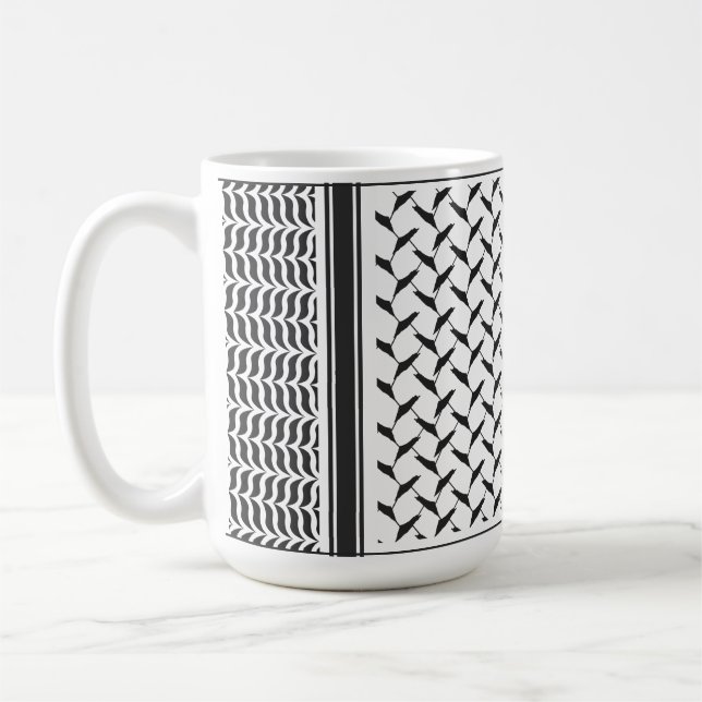 Palästinensischer Kuffiya schwarz-weiß Kaffeetasse (Links)