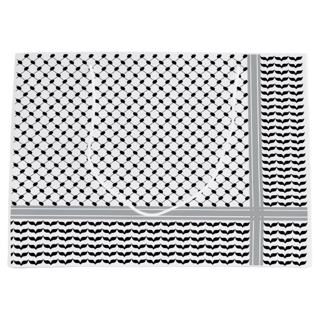 Palästinensischer Schwarz-Weiß-Keffiyeh Große Geschenktüte (Vorderseite)