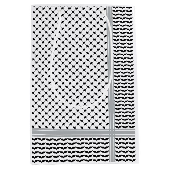 Palästinensischer Schwarz-Weiß-Keffiyeh Mittlere Geschenktüte (Vorderseite)