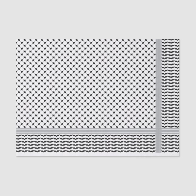 Palästinensischer Schwarz-Weiß-Keffiyeh Seidenpapier (Vorderseite)