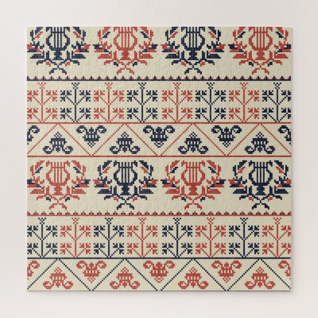 palästinensisches Stickereimotiv, nahtlose Muster  Puzzle (Vertikal)