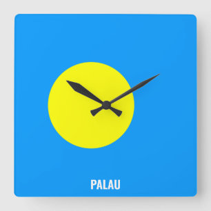 Palau Flag Dazzling Patriotic Quadratische Wanduhr
