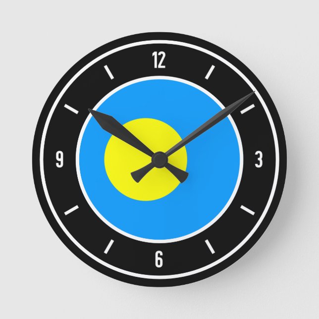 Palau Flag Elegant Runde Wanduhr (Vorderseite)