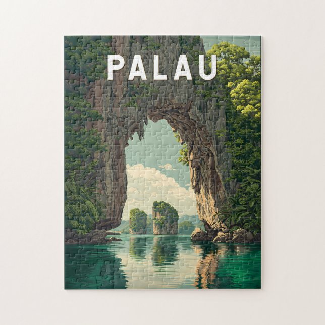 Palau Illustration Reise Kunst Vintage Puzzle (Vertikal)
