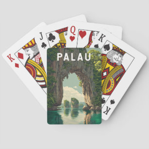 Palau Illustration Reise Kunst Vintage Spielkarten