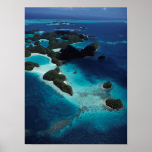 Palau, Mikronesien, Luftsicht auf Rock Island Poster