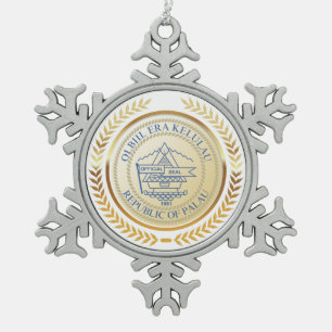 Palau Offiziell Siegel Schneeflocken Zinn-Ornament