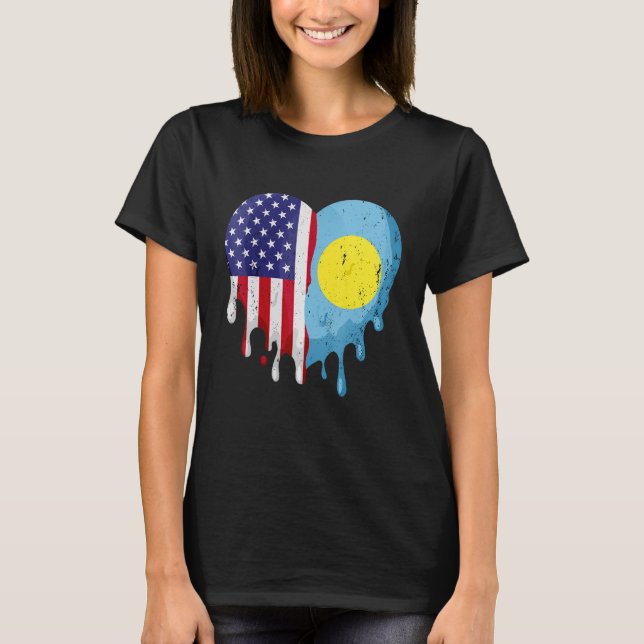 Palauan American Patriot Grown Country Melting Hea T-Shirt (Vorderseite)