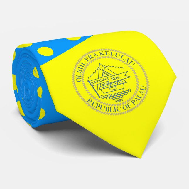 Palauan Flag & Siegel, Flagge von Palau Krawatte (Gerollt)