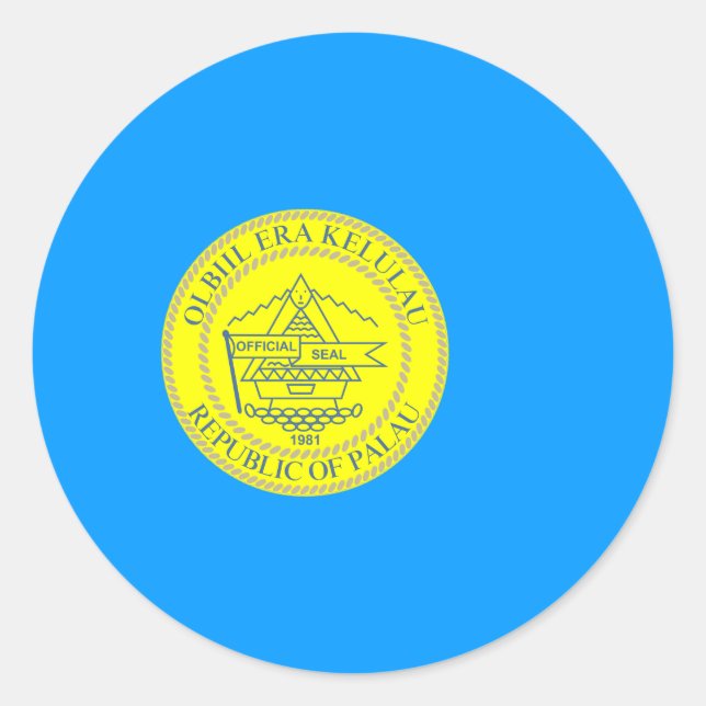 Palauan Flag & Siegel, Flagge von Palau Runder Aufkleber (Vorderseite)