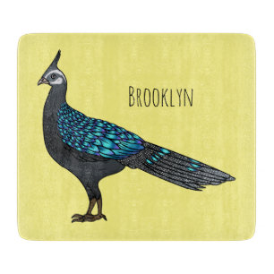 Palawan peacock pheasant bird cartoon illustration schneidebrett