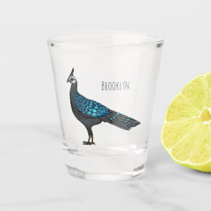 Palawan Pfauenpheasant Cartoon Schnapsglas