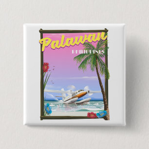 Palawan Philippinen Flugposter Button