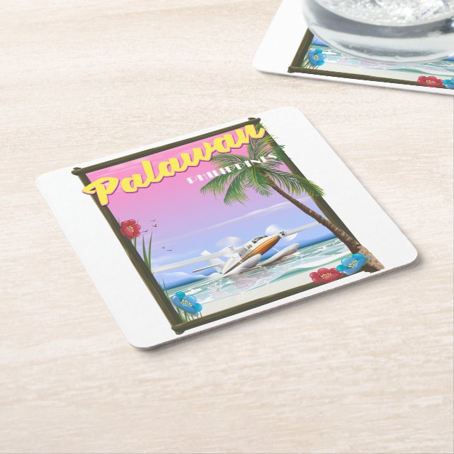 Palawan Philippines Flugplakat Rechteckiger Pappuntersetzer (angewinkelt)