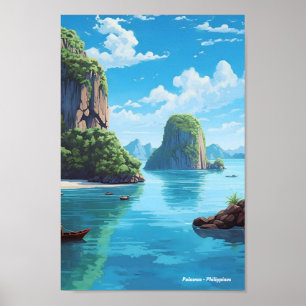 Palawan Philippines Vintage Travel Poster