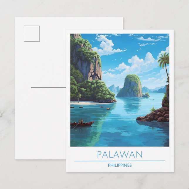 Palawan Philippines Vintage Travel Postkarte (Vorne/Hinten)