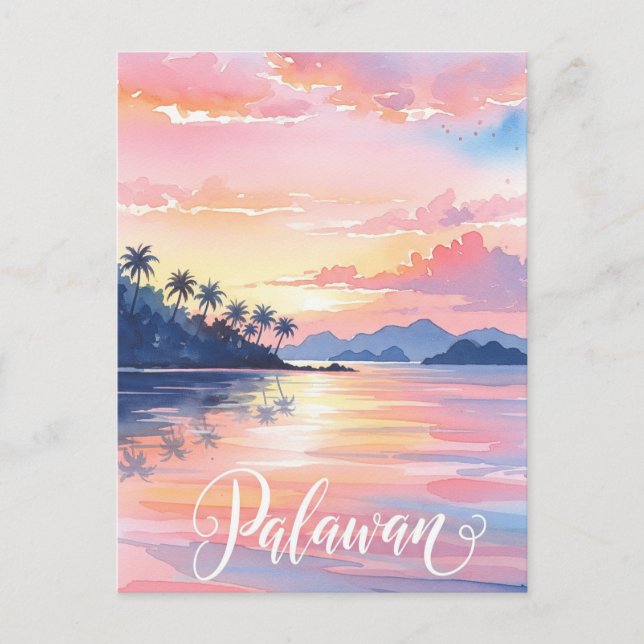 Palawan Philippines Watercolor Travel Postkarte (Vorderseite)