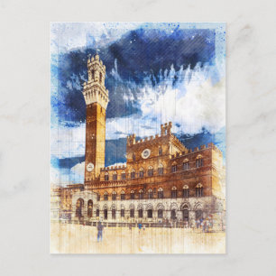 Palazzo Pubblico in Siena. Toskana, Italien. Postkarte