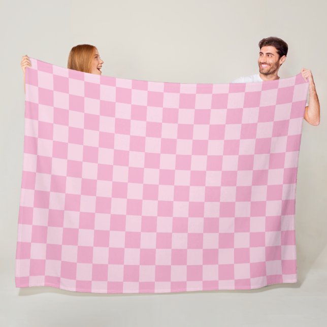 Pale and Light Pink Montone Checkered Fleecedecke (Beispiel)