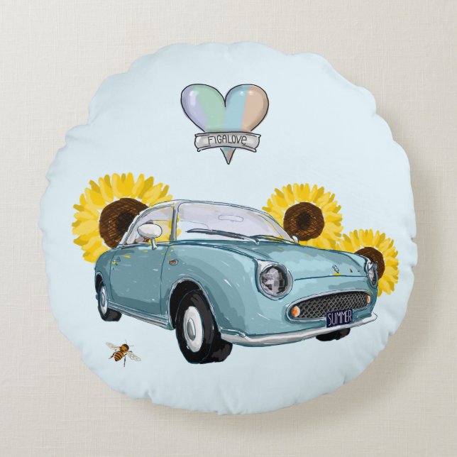 Pale Aqua Figaro round pillow Rundes Kissen (Vorderseite)