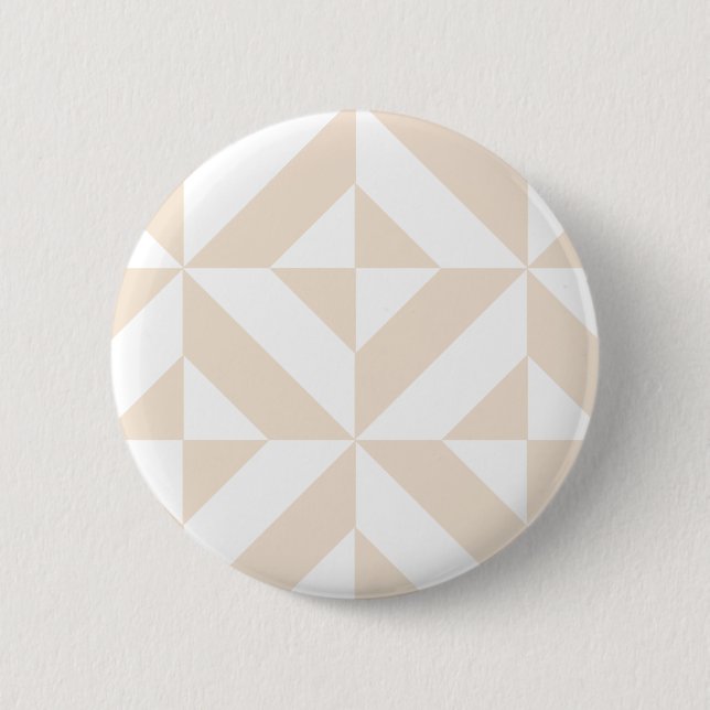 Pale Beige Geometric Deko Cube Pattern Button (Vorderseite)