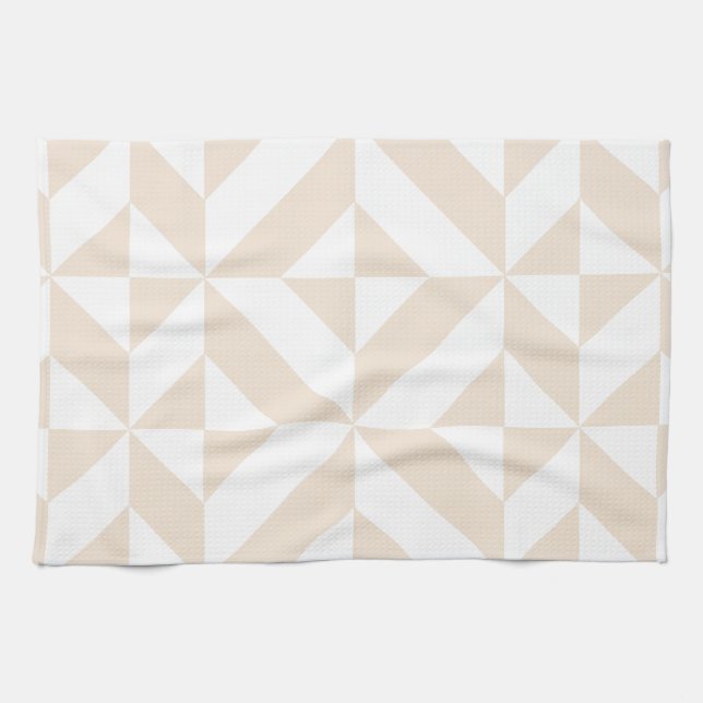 Pale Beige Geometric Deko Cube Pattern Handtuch (Horizontal)
