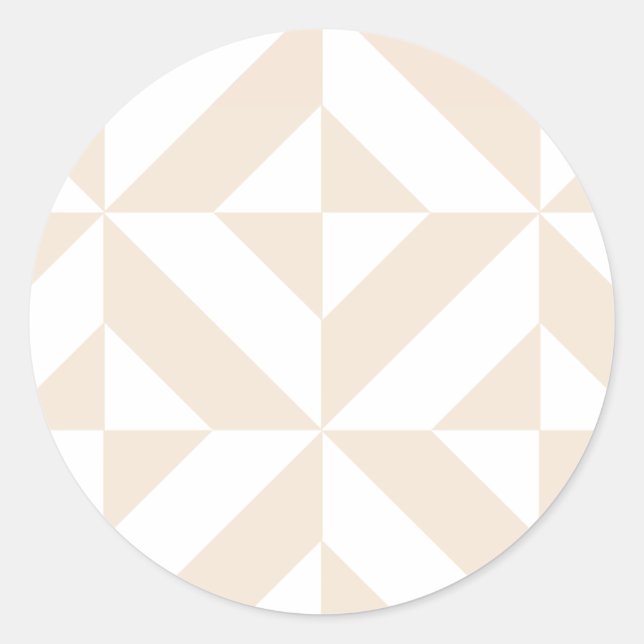 Pale Beige Geometric Deko Cube Pattern Runder Aufkleber (Vorderseite)