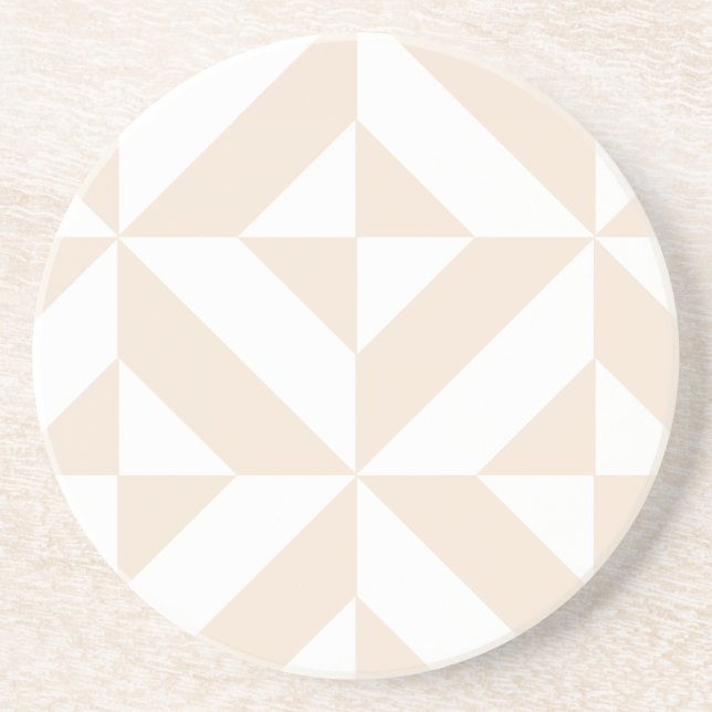 Pale Beige Geometric Deko Cube Pattern Untersetzer (Vorne)