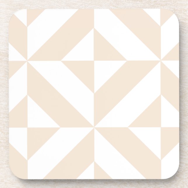 Pale Beige Geometric Deko Cube Pattern Untersetzer (Vorderseite)