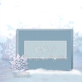 Pale Blue and Sky Snowflake Response Postcard Folien Feiertagspostkarte
