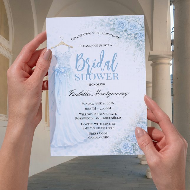 Pale Blue Bridesmaid Dress Bridal Shower Einladung (Pale Blue Bridesmaid Dress Bridal Shower Invitations
)