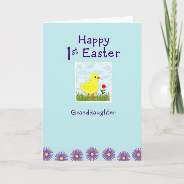 Pale Blue Easter Granddaughter Card Karte (Vorderseite)