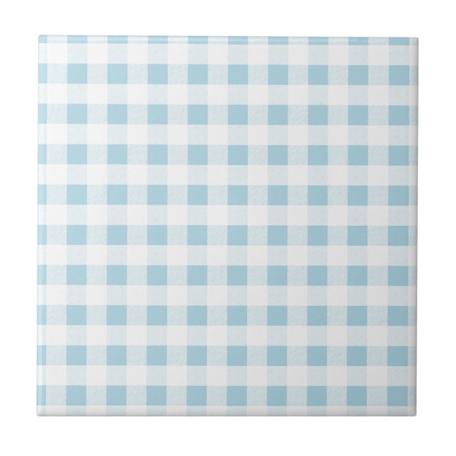 Pale Blue Gingham Fliese (Vorderseite)