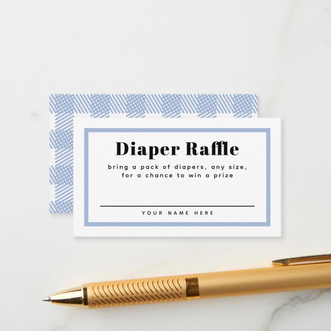 Pale Blue Gingham Kariert Baby Dusche Windelwanne  Begleitkarte (Vorderseite/Rückseite Beispiel)