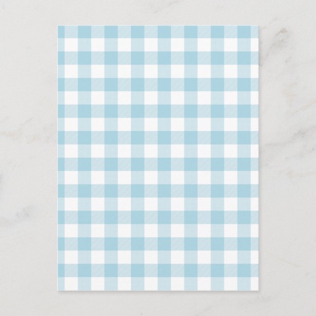 Pale Blue Gingham Postkarte (Vorderseite)