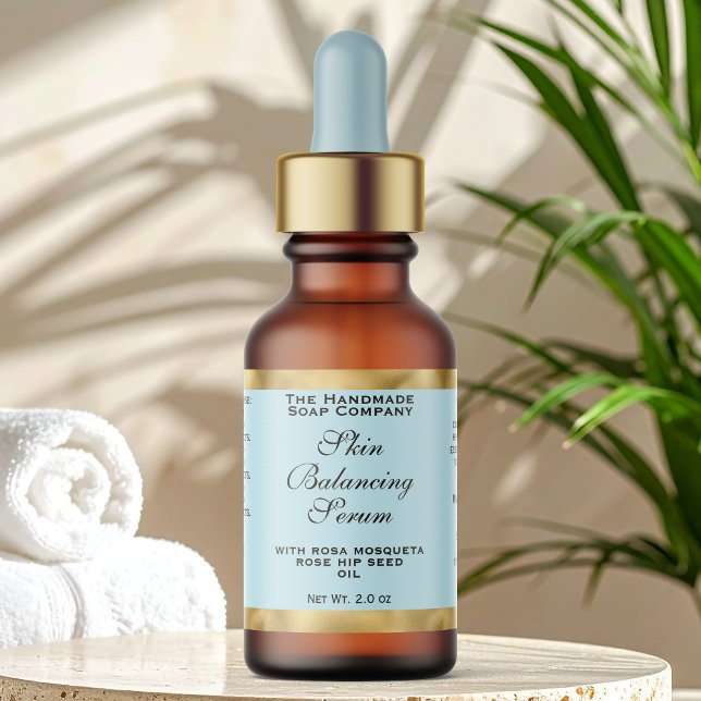 Pale Blue & Gold Small Dropper Bottle Label  Adressaufkleber (Von Creator hochgeladen)