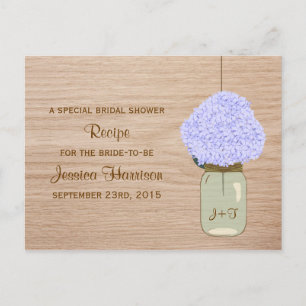 Pale Blue Hydrangea & Mason Jar Brautparty Einladungspostkarte