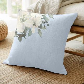 Pale Blue Modern Farmhouse Delicate Floral Kissen