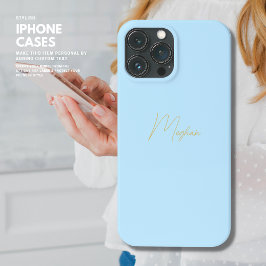 Pale Blue Personalisiert iPhone Case Script Name