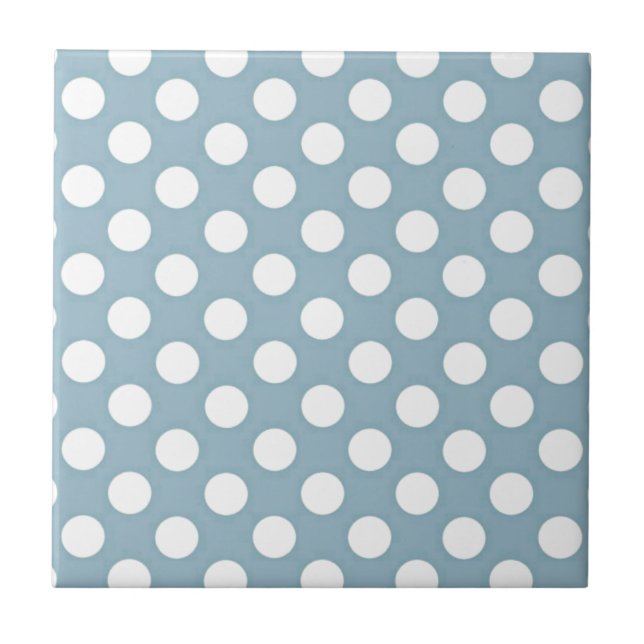 Pale Blue Polka Dot Art Fliese (Vorderseite)