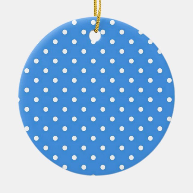 Pale Blue Polka Dot Art Keramikornament (Vorne)