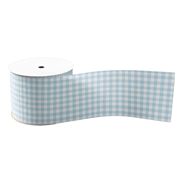 Pale Blue Small Gingham Ripsband (Spule)