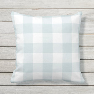 Pale Blue und White Gingham Muster geprüft Kissen