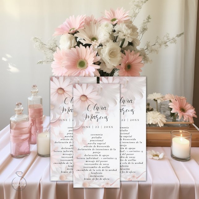 Pale Blush Pink Daisy Programa de bodas (Von Creator hochgeladen)