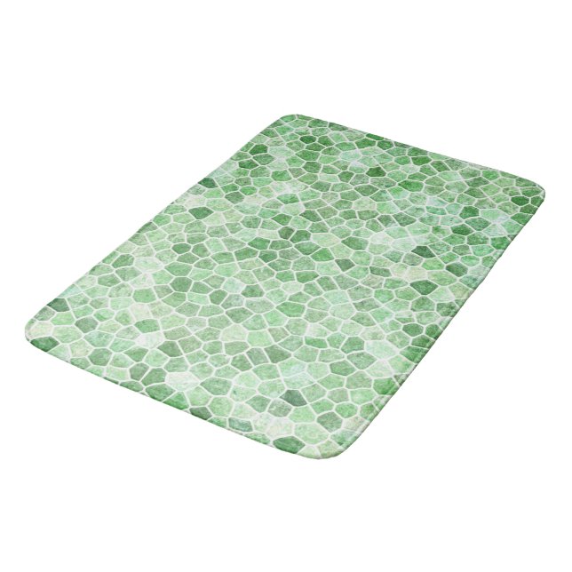 Pale Emerald und Pistachio Cobbled Patchwork Badematte (Schrägansicht)